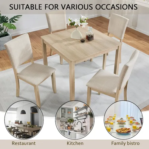 Miniatura 8 de Harper & Bright Designs Juego Moderno de Mesa de Comedor de 5 Piezas de Madera para 4 - Mesa de Cocina Cuadrada Pequeña de 34.5" & Sillas con Roble