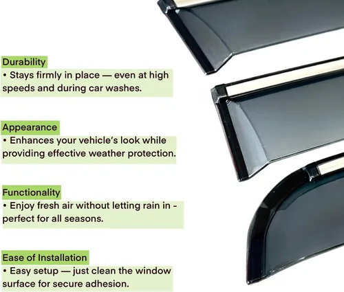 Miniatura 8 de Accesorios Chevy Equinox 2025-2026 – Viseras de ventana (no EV), protectores de ventilación / lluvia con cinta de canal exterior, policarbonato