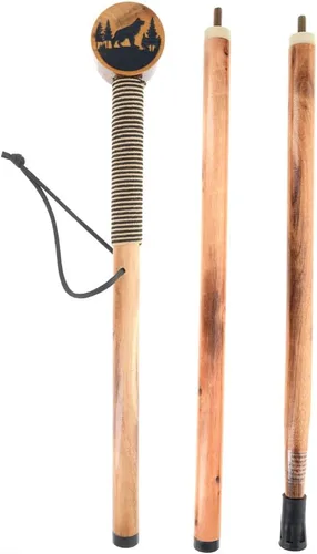 Miniatura 11 de SE 3 piezas de 55" bastón de madera de pino desmontable para caminar/senderismo con punta de metal, punta de goma reforzada y bolsa de viaje