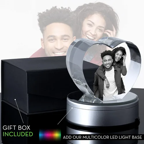 Miniatura 2 de Foto de cristal 3D, regalos grabados de aniversario, corazón grabado con imagen, personalizado con cualquier foto para cada ocasión, imagen 3D láser