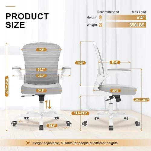 Miniatura 2 de Synorla Silla de oficina, sillas de escritorio ergonómicas de 330 libras de capacidad, silla de computadora de malla con respaldo alto