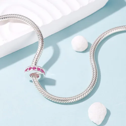 Miniatura 16 de 925 plata esterlina espaciador encanto grano con CZ transparente para pulseras Pandora Charms