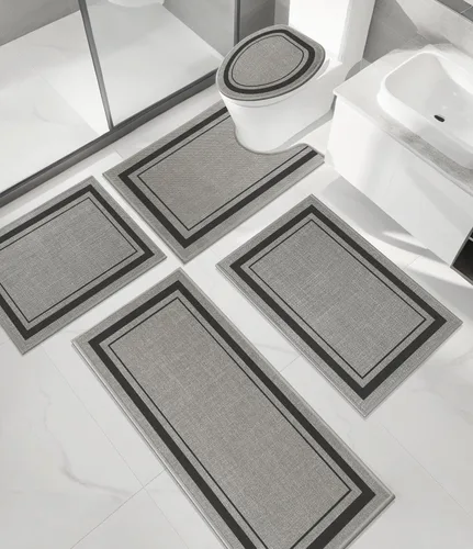 Miniatura 69 de chakme Juego de 2 alfombras de baño ultrafinas, absorbentes, antideslizantes, lavables a máquina, color beige oscuro, 17 x 24 pulgadas + tapete