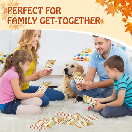 Miniatura 2 de SICOHOME Tarjetas de bingo de otoño para niños, 26 jugadores, juego de bingo de Acción de Gracias para niños y adultos, otoño, Halloween, Acción