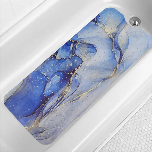 Miniatura 18 de Tapete de baño turquesa antideslizante de 40 x 16 pulgadas, extra largo, antideslizante, para bañera, tapete moderno de arte abstracto, tapete