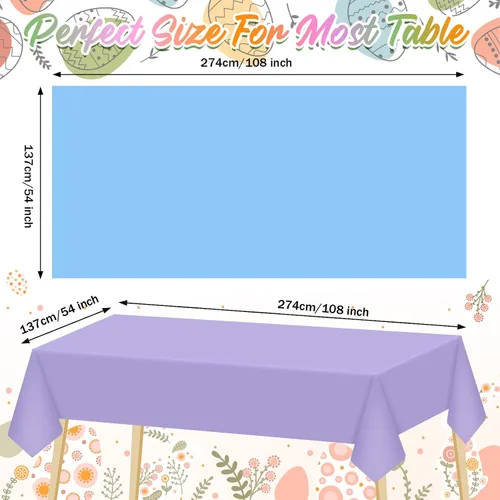 Miniatura 2 de Patelai 6 manteles desechables pastel para mesas rectangulares, manteles de plástico impermeables para baby shower, fiesta de cumpleaños