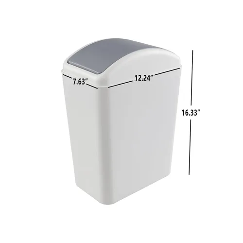 Miniatura 2 de Cubo de basura de plástico con tapa de 4.5 galones, 3 unidades Gris claro
