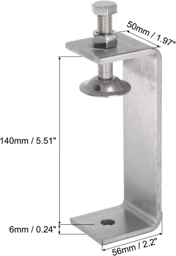 Miniatura 2 de uxcell Abrazadera en C de acero inoxidable con apertura de mandíbula de 5.512 in de ancho para carpintería Soldadura Edificio Montaje doméstico