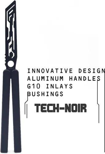 Miniatura 3 de Cuchillo de mariposa para práctica, cuenta con bujes, asas de aluminio 6061, incrustaciones G10, Tech-Noir hecho a medida (opaca)