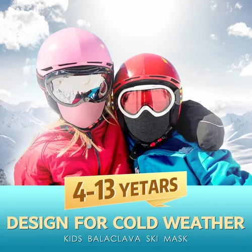 Miniatura 6 de KOOLSOLY Pasamontañas para niños calentador facial con sombrero de invierno para clima frío máscara de esquí para niños y niñas