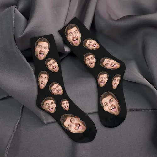 Miniatura 5 de heigudan Calcetines de cara personalizados, calcetines divertidos con caras para hombres, mujeres, amantes de los perros y gatos, regalos