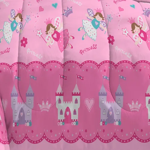 Miniatura 8 de dream FACTORY - Juego de edredón de microfibra ultrasuave para niñas, color rosa, tamaño individual, diseño de princesa mágica Princesa Mágica Rosa
