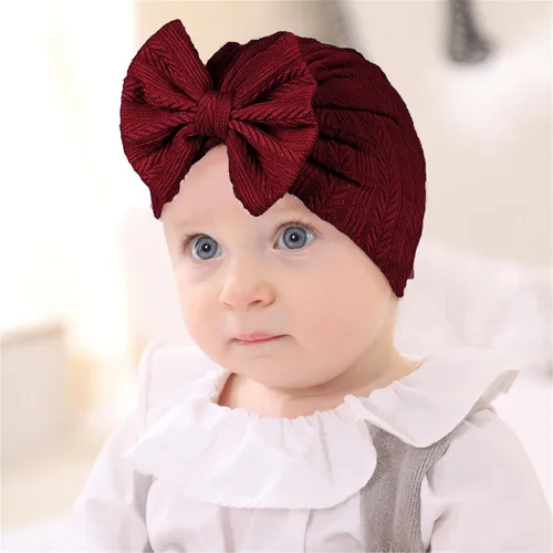 Miniatura 10 de Gorro de punto para bebé con lazos lindos turbante para envolver el sombrero (MZ6)