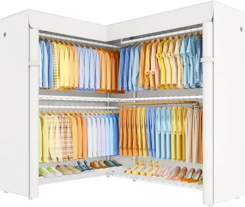 Miniatura 15 de ULIFHOME E15C Pro - Perchero en forma de L para esquina, perchero independiente para colgar ropa, sistema de armario resistente de 48.8 pulgadas