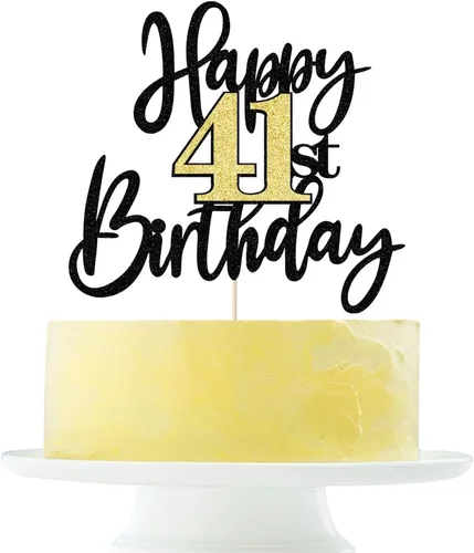 Miniatura 9 de Decoración para tartas de cumpleaños número 11 con purpurina negra y dorada, decoración de pastel de cumpleaños de 11 años y fabuloso cumpleaños