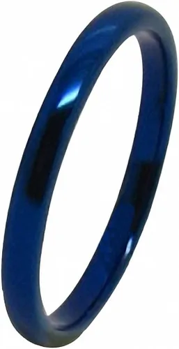Miniatura 2 de Queenwish - Anillo de compromiso de tungsteno azul para mujer, de 0.079in, pulido único, para boda, ajuste cómodo, joyería simple
