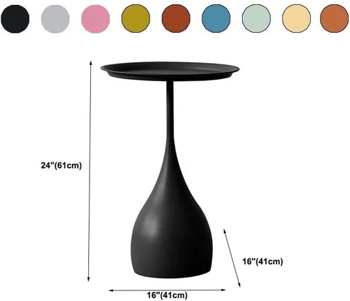 Miniatura 3 de Mesa auxiliar de café, mesa redonda de metal de estilo moderno de mediados de siglo con base de pedestal para sala de estar, juego de 1 color blanco