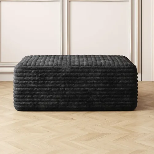 Miniatura 3 de Otomana de pana de felpa de 37.4 pulgadas, otomana tapizada de nube para sofá deshuesado en una caja, sofás modulares seccionales para sala de Negro
