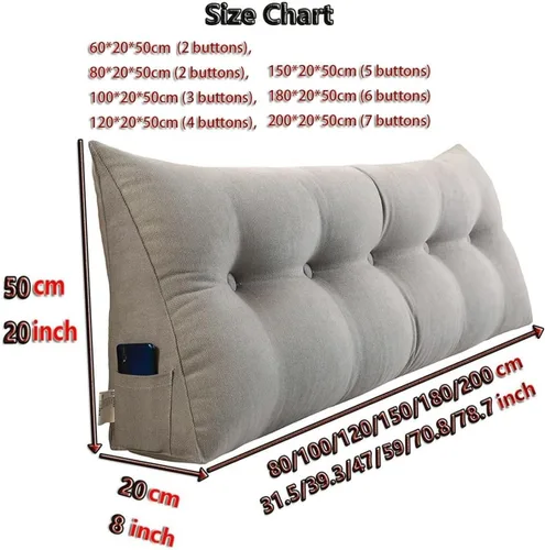 Miniatura 7 de Almohada triangular para cabecero, almohada de lectura con cuña para cabecero, almohada de lectura, almohada grande para cabecero, soporte de Gris