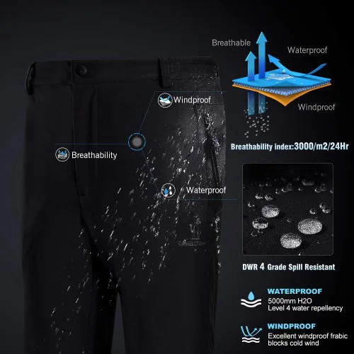 Miniatura 5 de CAMEL CROWN Pantalones de senderismo impermeables para hombre, forro polar, aislados, cálidos, suaves