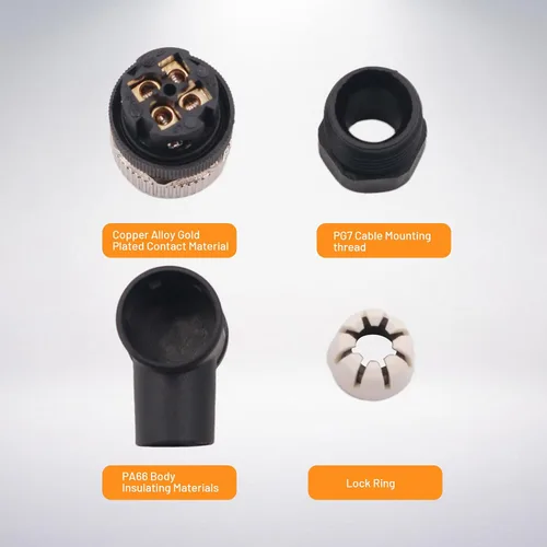 Miniatura 6 de Elecbee M12 4-Pin A-Coded Hembra Conector de la prenda impermeable IP67 de la terminación de la junta de tornillo de ángulo recto no blindado