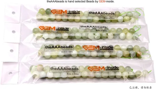 Miniatura 5 de Cuentas de jade africano occidental para hacer joyas, piedras preciosas naturales semipreciosas de 0.157 in, redondas, color verde, 15 pulgadas JOE