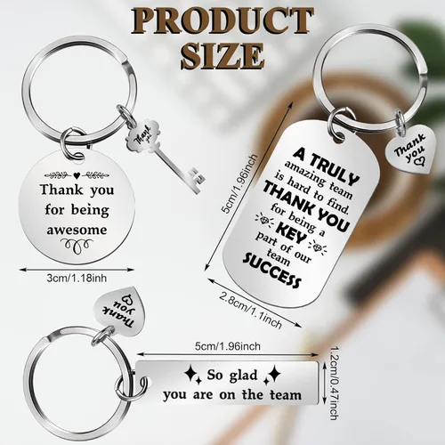 Miniatura 2 de Kathfly 12 llaveros motivacionales de agradecimiento para compañeros de trabajo para empleados, compañeros de trabajo, trabajadores sociales, 12