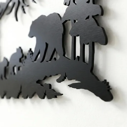 Miniatura 7 de DEKADRON Arte de pared de metal, arte familiar de oso de metal, decoración de montaña de árbol, decoración de pared de naturaleza, regalo