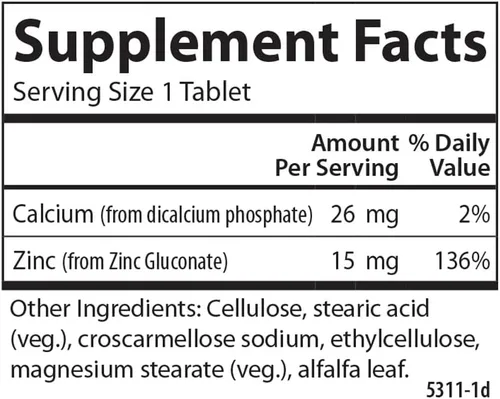 Miniatura 4 de Carlson - Zinc, 15 mg, Suplemento de zinc, gluconato de zinc, apoyo inmunológico y salud de la piel, tabletas de zinc, antioxidante, cápsulas