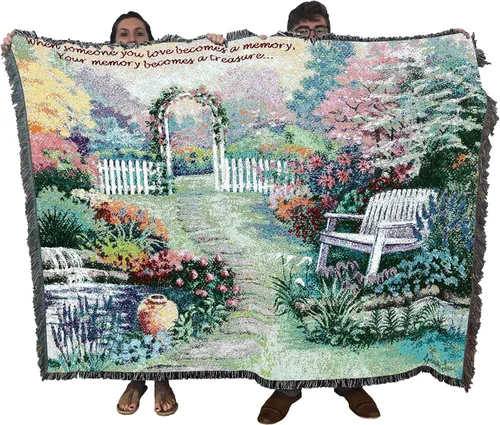 Miniatura 11 de Pure Country Weavers Manta con texto en inglés "I Am The Gentle Breeze Upon Your Face" con diseño de flores, para regalo de duelo y condolencia