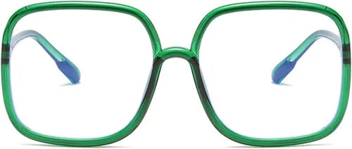 Miniatura 2 de Gafas de lectura cuadradas retro para mujer, bloqueo de luz azul, marcos de anteojos de gran tamaño, lente grande Verde