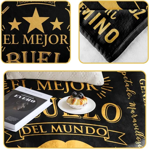 Miniatura 4 de Givetoyou Regalos de Abuelo en español, Regalo para Abuelo, El Mejor Abuelo Del Mundo, Regalos de Abuelo de Nietos, Manta de Abuelo de 60 x 50 Manta