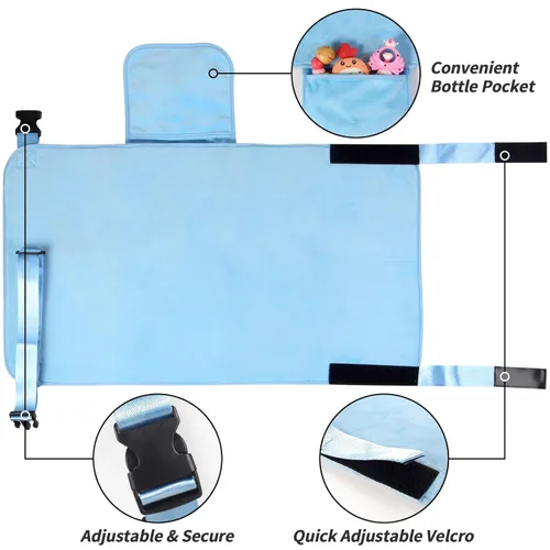 Miniatura 4 de Cama de avión para niños pequeños, extensor de asiento de avión portátil para niños, artículos esenciales de viaje en avión para niños pequeños, Azul