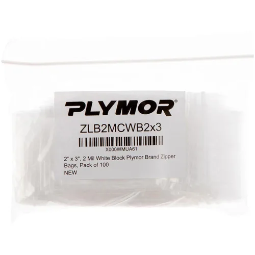 Miniatura 3 de Plymor 2" x 3" (caja de 1,000), 2 mil con cremallera de bloque blanco bolsas de plástico con cierre