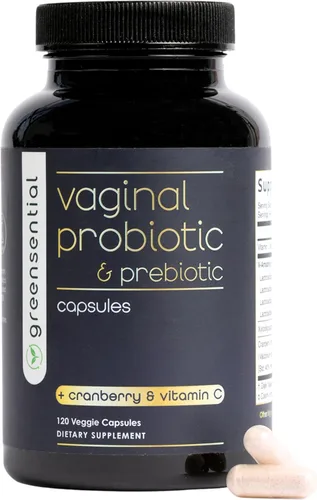 Greensential Probióticos vaginales y prebióticos con arándano y vitamina C para mujeres - Suministro de 2 meses - 20% más profesionales y