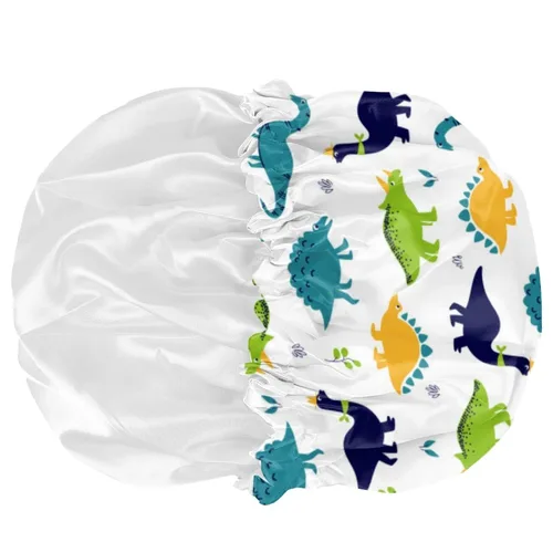 Miniatura 5 de Babrukda Gorro de satén para dormir, gorro de noche para niños, Dinosaurio