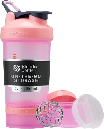 Miniatura 8 de BlenderBottle - Botella mezcladora con organizador de pastillas y almacenamiento para polvo proteínico, sistema Classic V2 ProStak, 22 onzas, azul