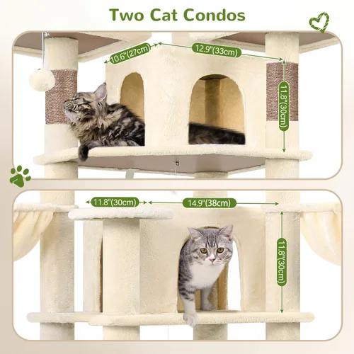 Miniatura 3 de Globlazer Torre grande para gatos de interior, torre para gatos de 80 pulgadas para múltiples gatos adultos, árbol XXL para gatos con poste