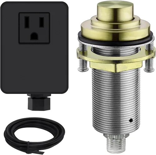 Miniatura 8 de Kit de interruptor de aire SinkTop (botón largo de latón completo) para eliminación de basura, bronce aceitado inalámbrico Un bronce aceitado