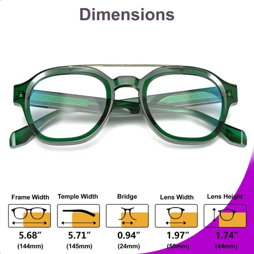 Miniatura 7 de VISOONE Gafas retro redondas antifatiga ocular de metal medianas, gafas de bloqueo de luz azul para juegos de computadora, mujeres y hombres, Sanford