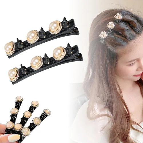Miniatura 24 de Pinzas de pelo trenzadas con piedra de cristal brillante, pinza para el cabello para mujer, pinzas de pelo corto con pico de pato, clip de pelo