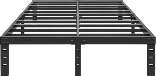 Miniatura 17 de ALDRICH Base de cama metálica de 18 pulgadas para cama individual - Plataforma básica de listones de acero negro, fácil de montar, resistente y sin