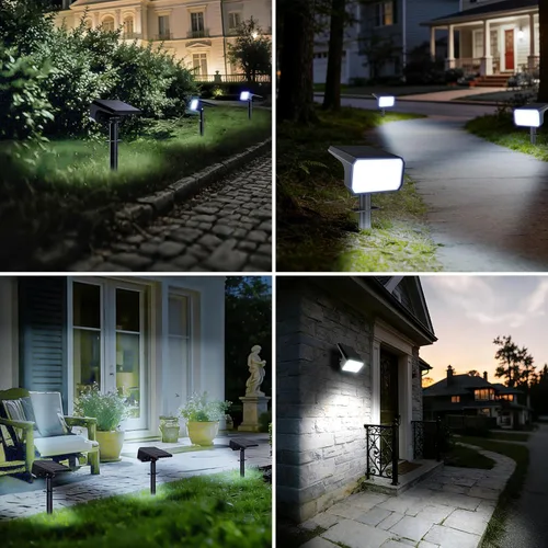 Miniatura 6 de Fabrito Paquete de 4 focos solares para exteriores, impermeables, IP67, [108 LED, 4 modos], focos del atardecer al amanecer con batería de 1500 mAh