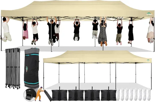 Miniatura 29 de COBIZI Toldo desplegable de 6.6 x 6.6 pies sin pared lateral, toldo resistente UPF 50+ para todas las estaciones, resistente al viento e Azul