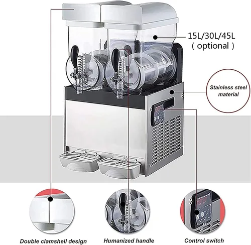 Miniatura 3 de Máquina de granizado de hielo, máquina comercial de bebidas granizadas, máquina de enfriamiento para hacer bebidas, máquina de granizado de bebidas