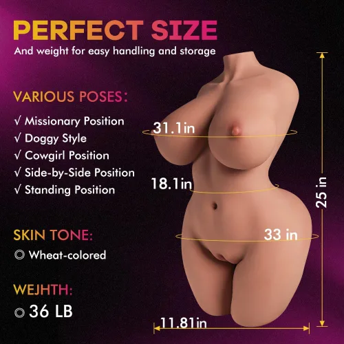 Miniatura 5 de Muñecas sexuales de torso flexible de tamaño real de 36 libras para hombres, juguetes sexuales para adultos con pechos grandes suaves, culo grande