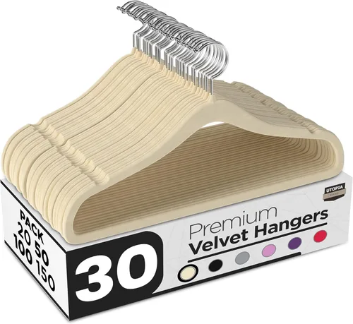 Miniatura 36 de Utopia Home Velvet Hanger - Paquete de 100 perchas delgadas antideslizantes de lujo para pantalones y abrigos, perchas fuertes que ahorran espacio