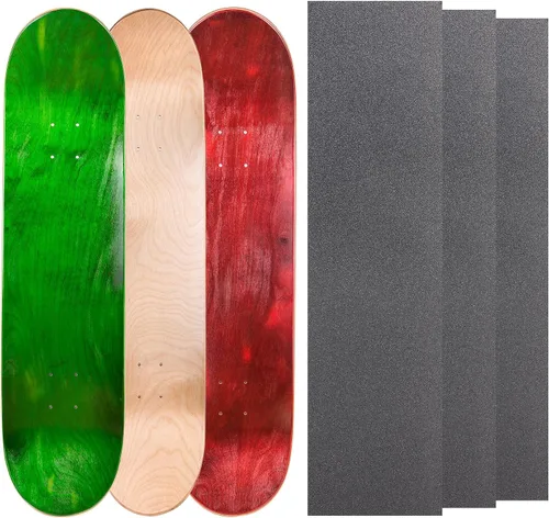 Miniatura 13 de Cal 7 Tablas de patineta de arce en blanco con cinta de agarre (paquete de 3, combinaciones)