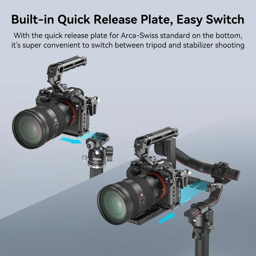 Miniatura 6 de SmallRig Soporte estabilizador para cámara Sony A7RIII / A7III / A7M3 (ILCE-7RM3 / A7R Mark III), con montaje en zapata, riel NATO incorporado