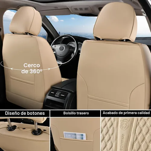 Miniatura 4 de Coverado Juego completo de fundas de asiento de automóvil, fundas de asiento de piel de napa para automóvil, protector de asiento de automóvil